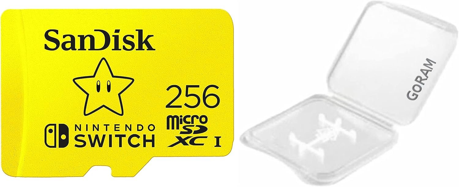 (1 pacote) SanDisk 256GB MicroSD Nintendo Switch Micro SDXC Cartão de memória para Switch & Switch Lite SDSQXAO-256G Pacote com (1) capa de plástico GoRAM (1 pacote) SanDisk 256GB MicroSD Nintendo Switch Micro SDXC Cartão de memória para Switch & Switch Lite SDSQXAO-256G Pacote com (1) capa de plástico GoRAM