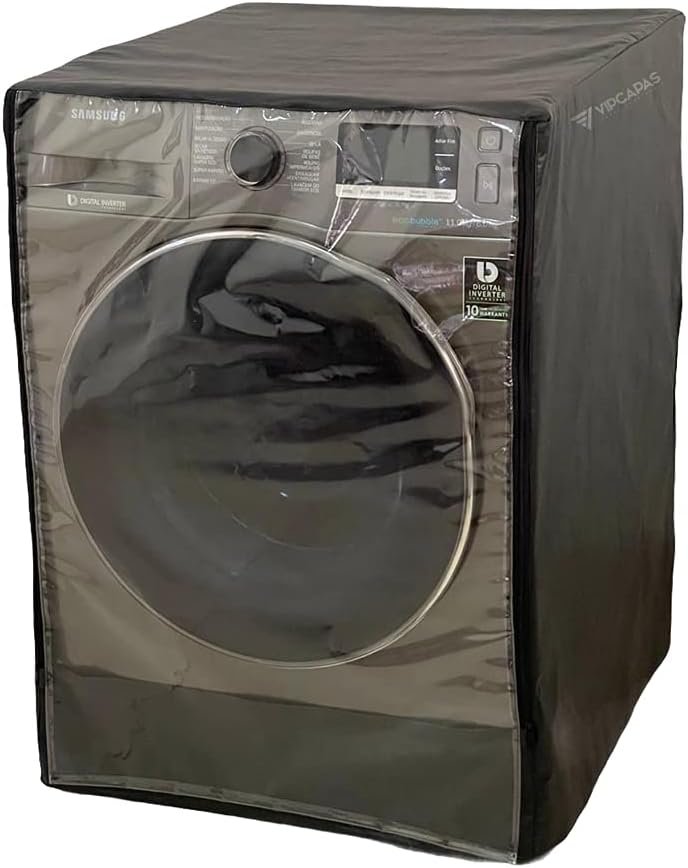 Capa Lava E Seca Samsung 11kg Abertura em Ziper Com Transparente (Preto)