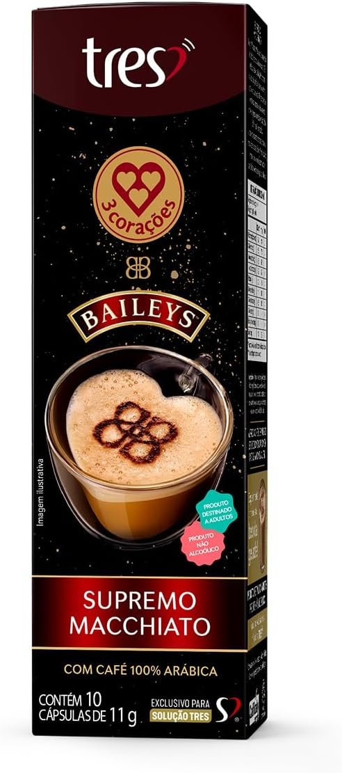 3 Corações Cápsula Supremo Macchiato Baileys TRES – 10 unidades 3 Corações Cápsula Supremo Macchiato Baileys TRES – 10 unidades