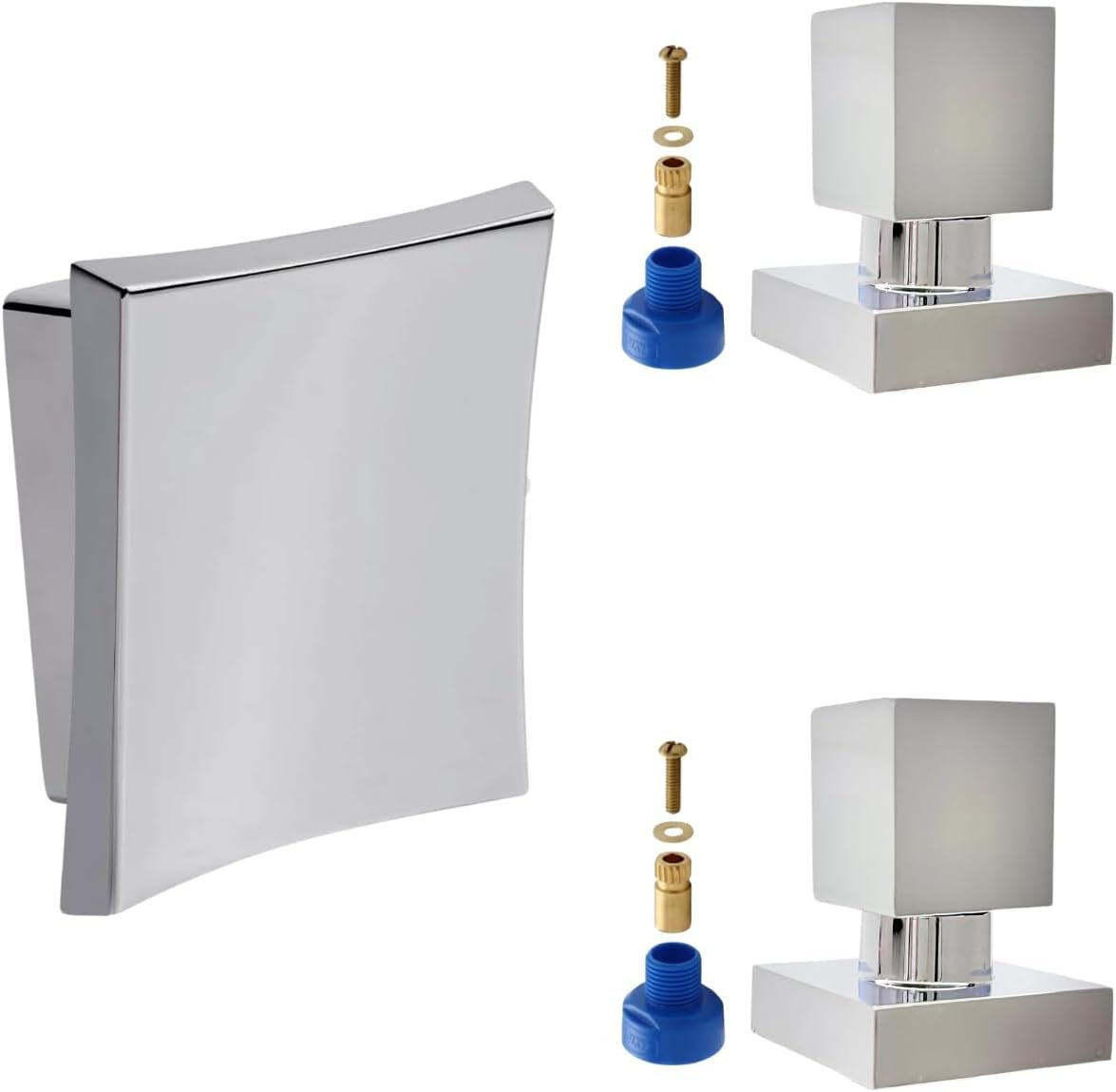 Acabamento Banheiro Descarga Cromado + 2 Acabamento Quadrado Cromado – Elegância e Funcionalidade para Banheiros Modernos