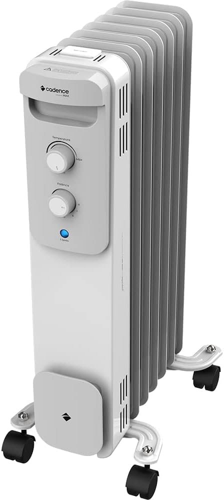 Aquecedor a Óleo Cadence, 1500W, 15m², Branco e Preto, 110V, AQC260 Aquecedor a Óleo Cadence, 1500W, 15m², Branco e Preto, 110V, AQC260