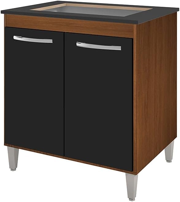 Balcão Bancada Armário Gabinete Cozinha Fogão Cooktop Jade 4 Bocas Moblis Móveis Savana/Preto Balcão Bancada Armário Gabinete Cozinha Fogão Cooktop Jade 4 Bocas Moblis Móveis Savana/Preto