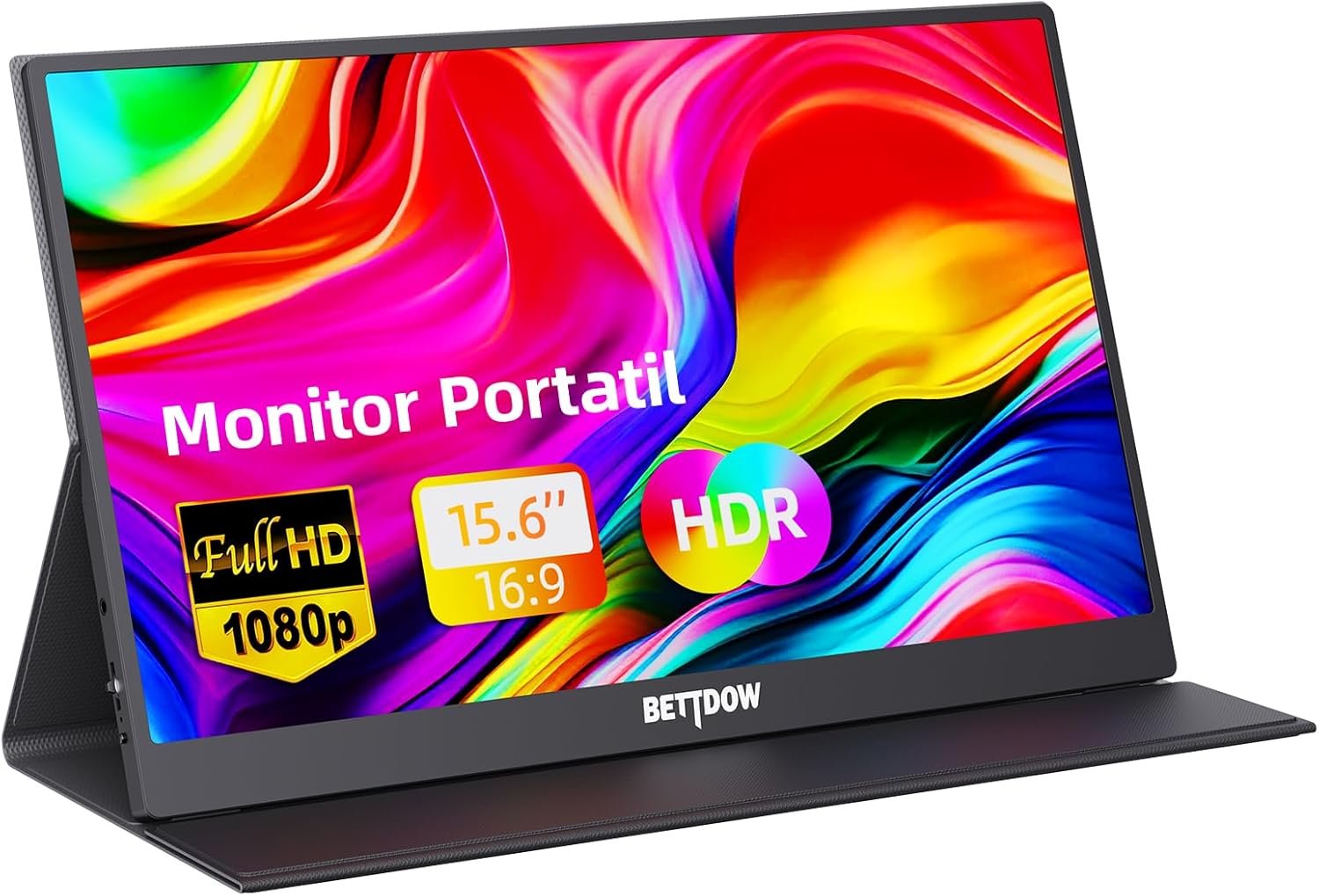Bettdow Monitor Portatil 15,6”, FHD 1080P Monitor Portátil Conectado Com USB C Dupla/HDMI, IPS Extensor De Tela para Notebook com VESA e Funda Inteligente magnético, Plug and Play Bettdow Monitor Portatil 15,6”, FHD 1080P Monitor Portátil Conectado Com USB C Dupla/HDMI, IPS Extensor De Tela para Notebook com VESA e Funda Inteligente magnético, Plug and Play