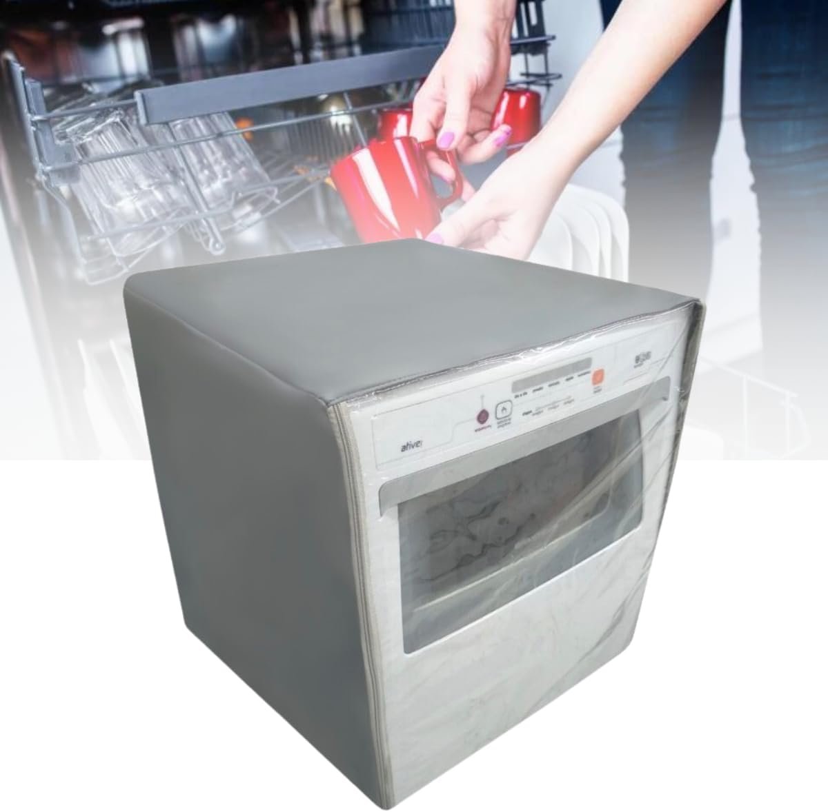 CAPA PARA LAVA LOUÇAS BRASTEMP 6 E 8 SERVIÇOS TRANSPARENTE (CINZA)