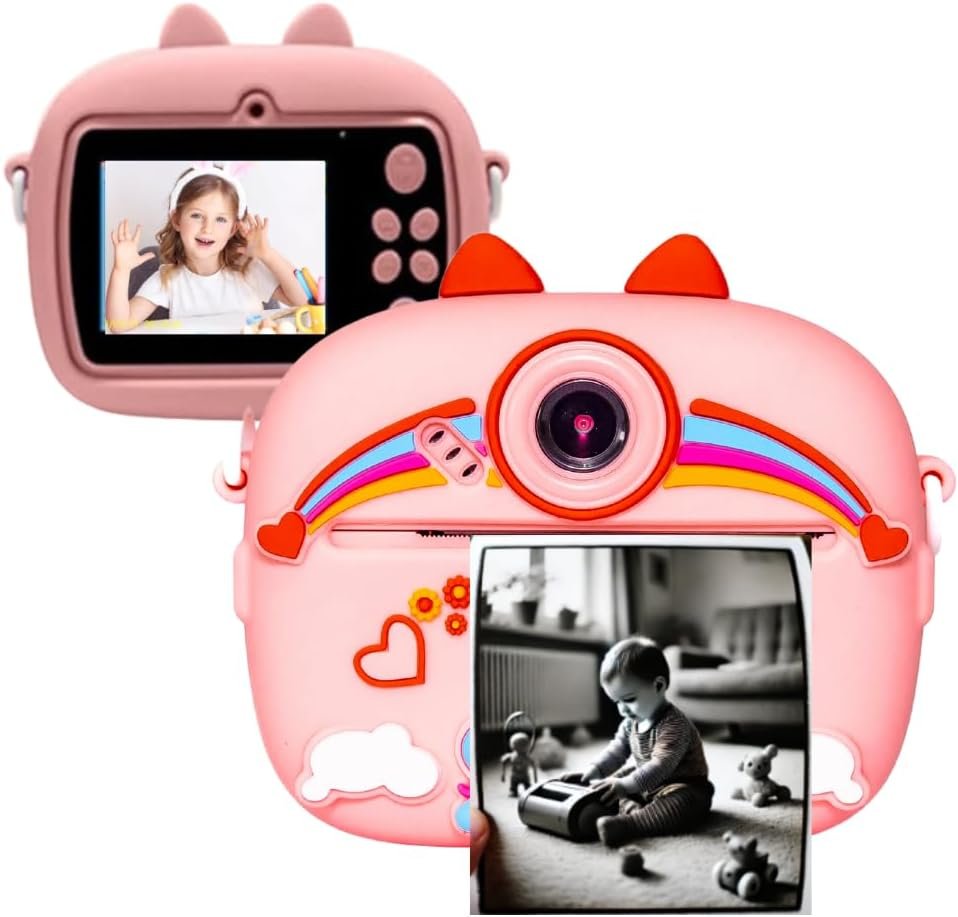 Camera Fotografica Infantil Digital que Imprime Mini Maquina Instantanea para Criança vem com Canetinhas e Rolos para Impressao (Rosa) Camera Fotografica Infantil Digital que Imprime Mini Maquina Instantanea para Criança vem com Canetinhas e Rolos para Impressao (Rosa)