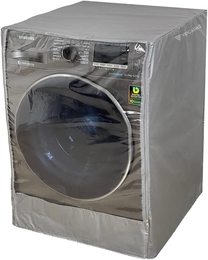 Capa Lava E Seca Samsung 11kg Abertura em Ziper Com Transparente (Cinza)