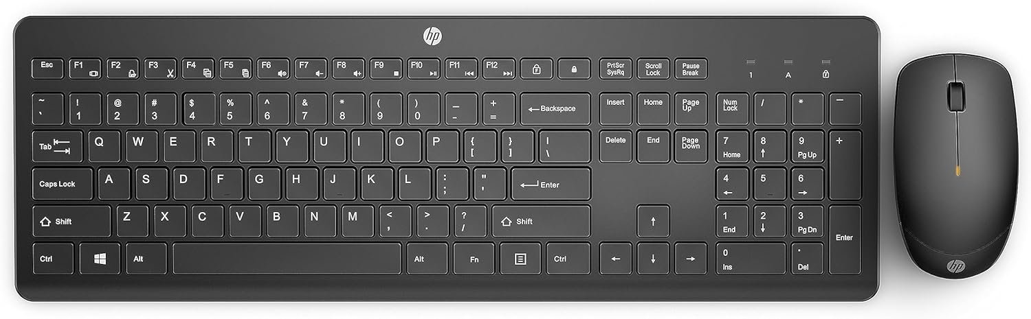 Combo de Teclado e Mouse Ergonômico Sem Fio HP 230 – com Dongle USB Wireless, Digitação Silenciosa, Design Elegante, Até 12 Meses de Bateria, Layout BR, Preto (18H24AA#AC4) Combo de Teclado e Mouse Ergonômico Sem Fio HP 230 – com Dongle USB Wireless, Digitação Silenciosa, Design Elegante, Até 12 Meses de Bateria, Layout BR, Preto (18H24AA#AC4)