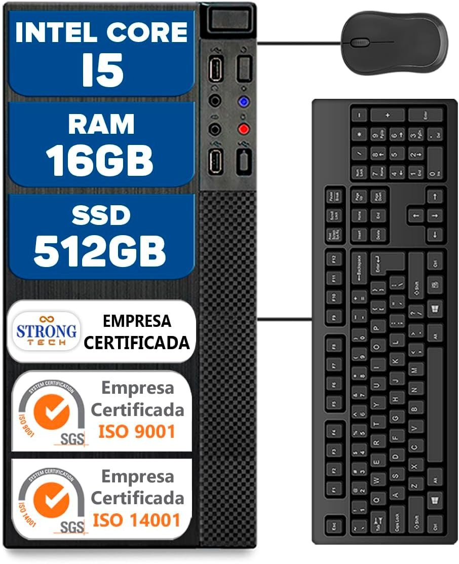 Computador Intel Core i5 16GB SSD 512GB 4 Núcleos Super Turbo Pc Hdmi Teclado e Mouse Strong Tech Computador Intel Core i5 16GB SSD 512GB 4 Núcleos Super Turbo Pc Hdmi Teclado e Mouse Strong Tech