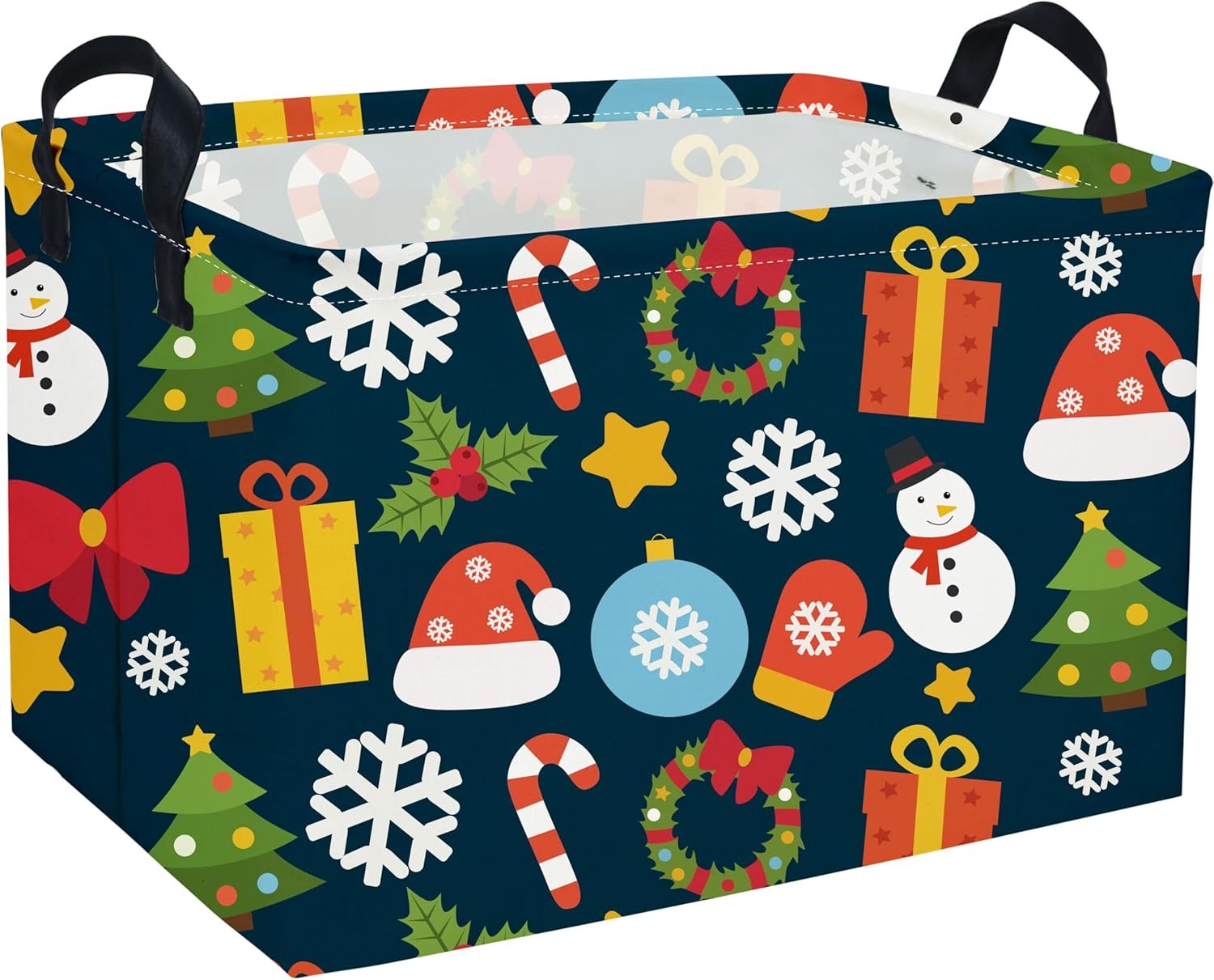 EssMe Cesta de Natal retangular, cestas de Natal vazias com alças, presentes de Natal para decoração de quarto de crianças, meninos e meninas, cesta de doces de Natal, festa de Natal. (Natal). EssMe Cesta de Natal retangular, cestas de Natal vazias com alças, presentes de Natal para decoração de quarto de crianças, meninos e meninas, cesta de doces de Natal, festa de Natal. (Natal).