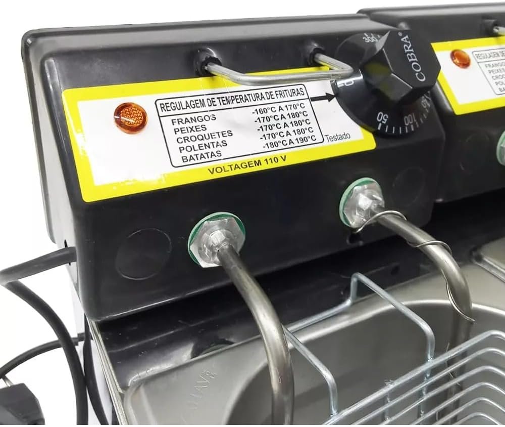Fritadeira Elétrica 2 Cubas Industrial com Oleo 5 Litros, 1500W, Resistência em Aço Inox, Controle de Temperatura 50-300° (220V) Fritadeira Elétrica 2 Cubas Industrial com Oleo 5 Litros, 1500W, Resistência em Aço Inox, Controle de Temperatura 50-300° (220V)