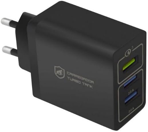 Gshield Carregador de Parede Universal Turbo Triplo 3 Portas USB A, Potência de até 18W Fast Charge e Qualcomm 3.0 (Preto)