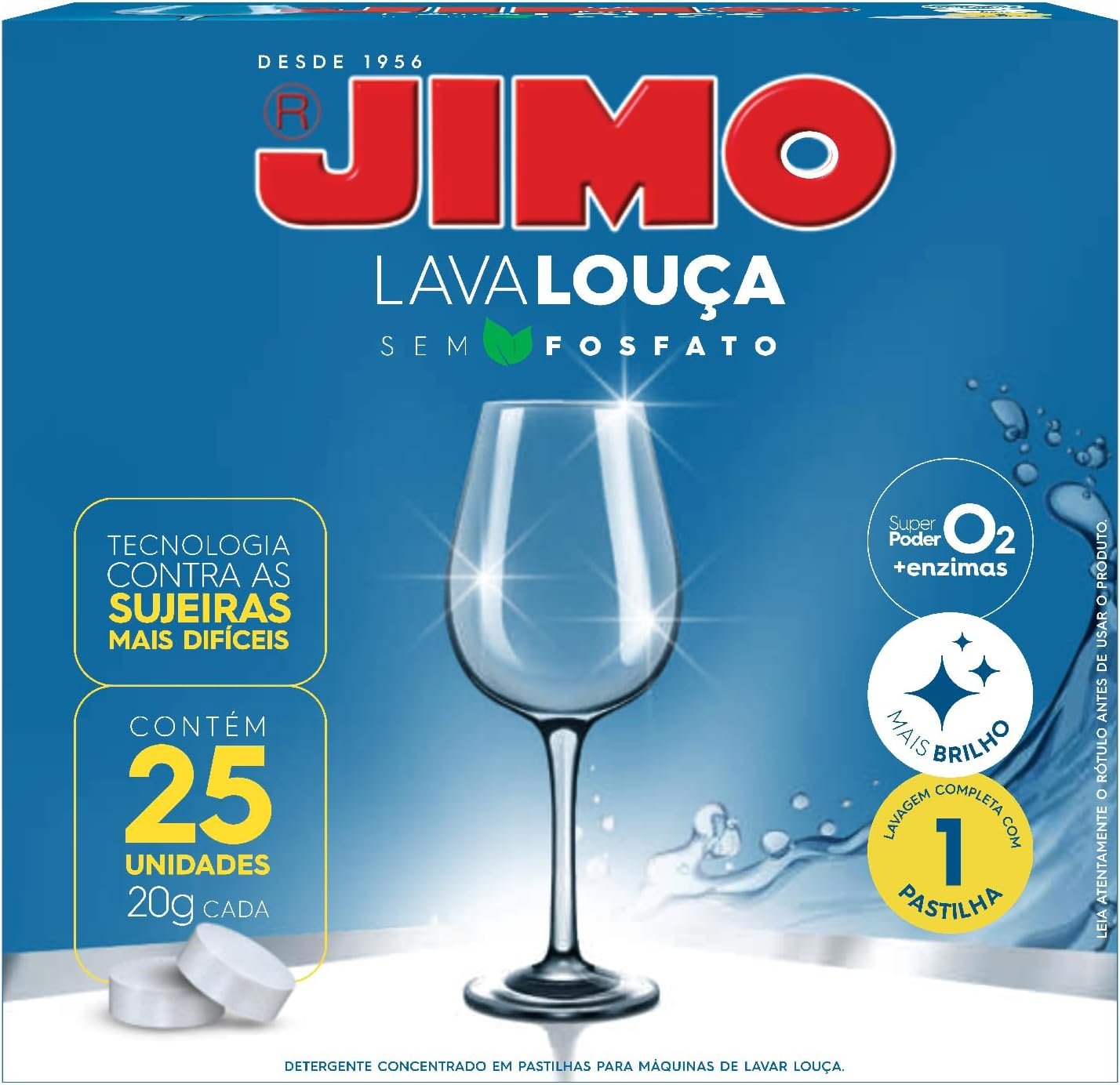 Jimo Lava Louça Detergente Concentrado Remove Sujeiras Difíceis Alto Poder Desengordurante Super Brilho Biodegradável 25 pastilhas