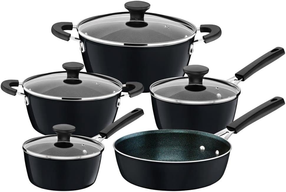 Jogo de Panelas Tramontina Glenz em Alumínio com Revestimento Interno em Starflon Crystals e Externo Esmaltado Cinza Stone 05 Peças