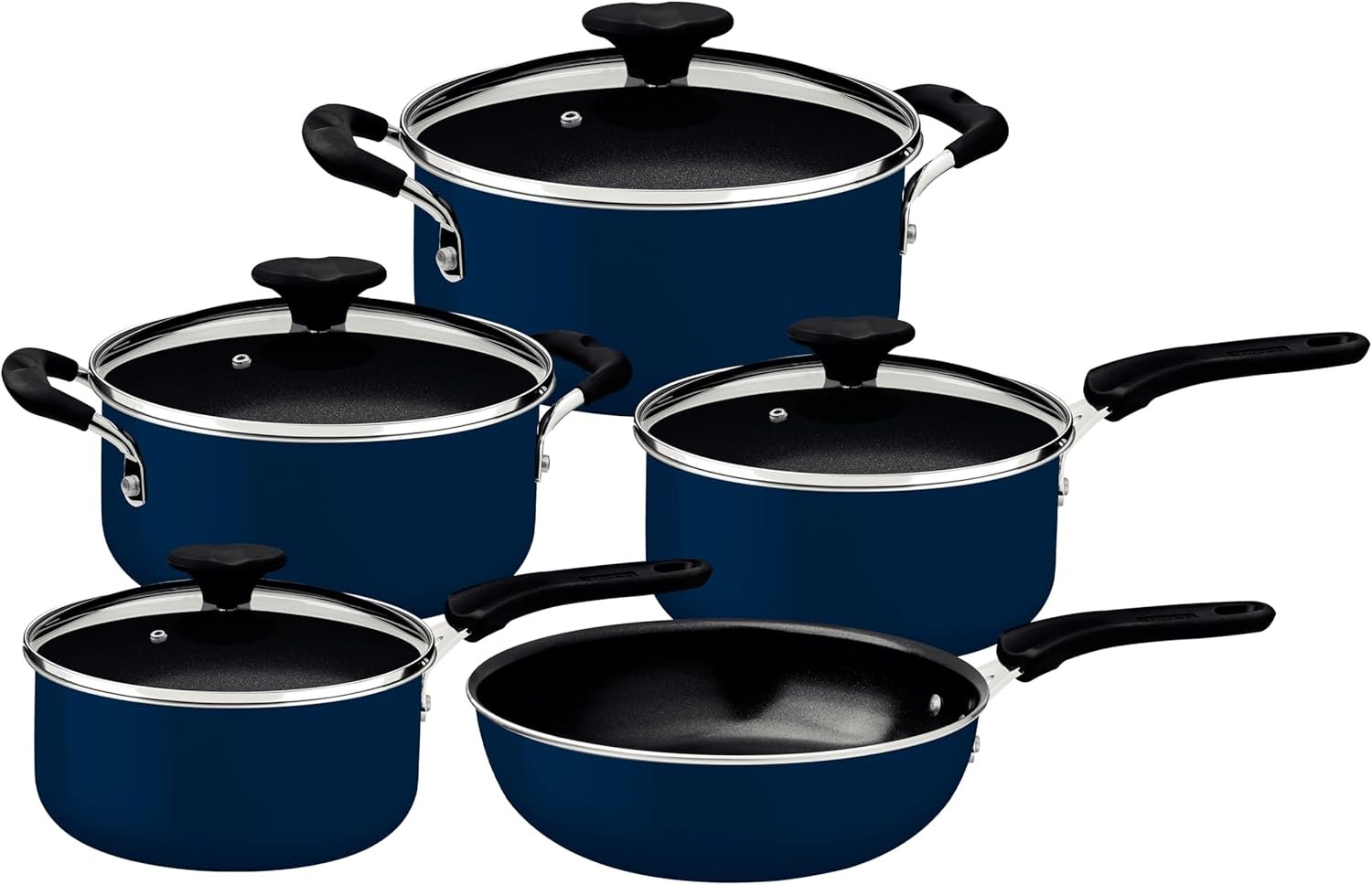 Jogo de Panelas Tramontina Tunis em Alumínio com Revestimento Interno Cerâmico e Externo Siliconado Azul Mediterrâneo 5 Peças