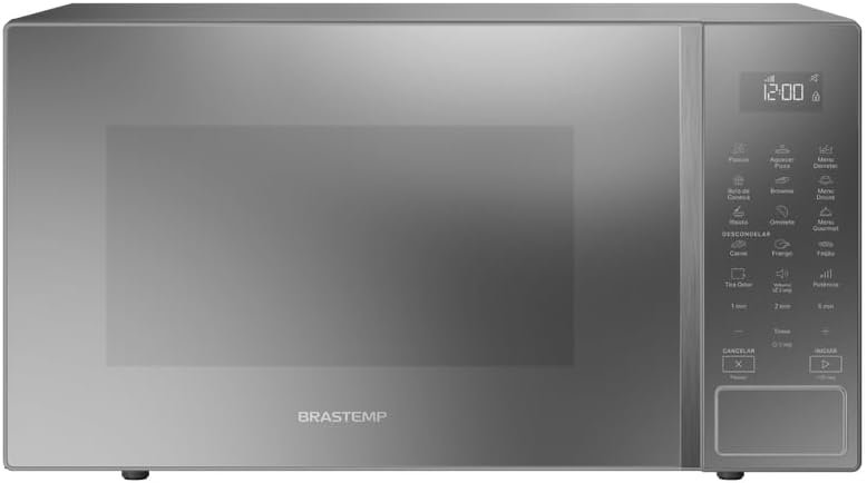 Micro-ondas Brastemp 32 Litros cor cinza espelhado com Menu Gourmet – BMS46AR 110V