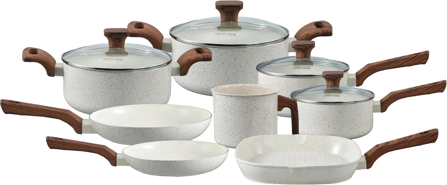 Mimo Style, Conjunto de 8 Panelas Pratic Cook Marmol Compatível com Fogão por Indução Mimo Style, Conjunto de 8 Panelas Pratic Cook Marmol Compatível com Fogão por Indução