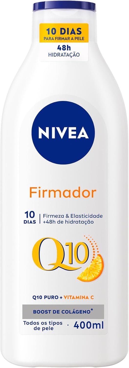 NIVEA Loção Hidratante Firmador Q10 + Vitamina C Todos os Tipos de Pele 400ml – Sua pele com mais firmeza e mais elasticidade em 10 dias, ainda hidratada e cheia de brilho, livre de flacidez