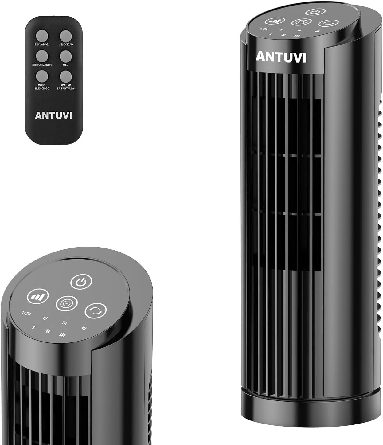 Ventilador da Torre Mini 32cm/13”, Ventilador de Secretária, Controle Remoto, Velocidade Ajustável, Temporizador, Economia de Energia, Preto 127V