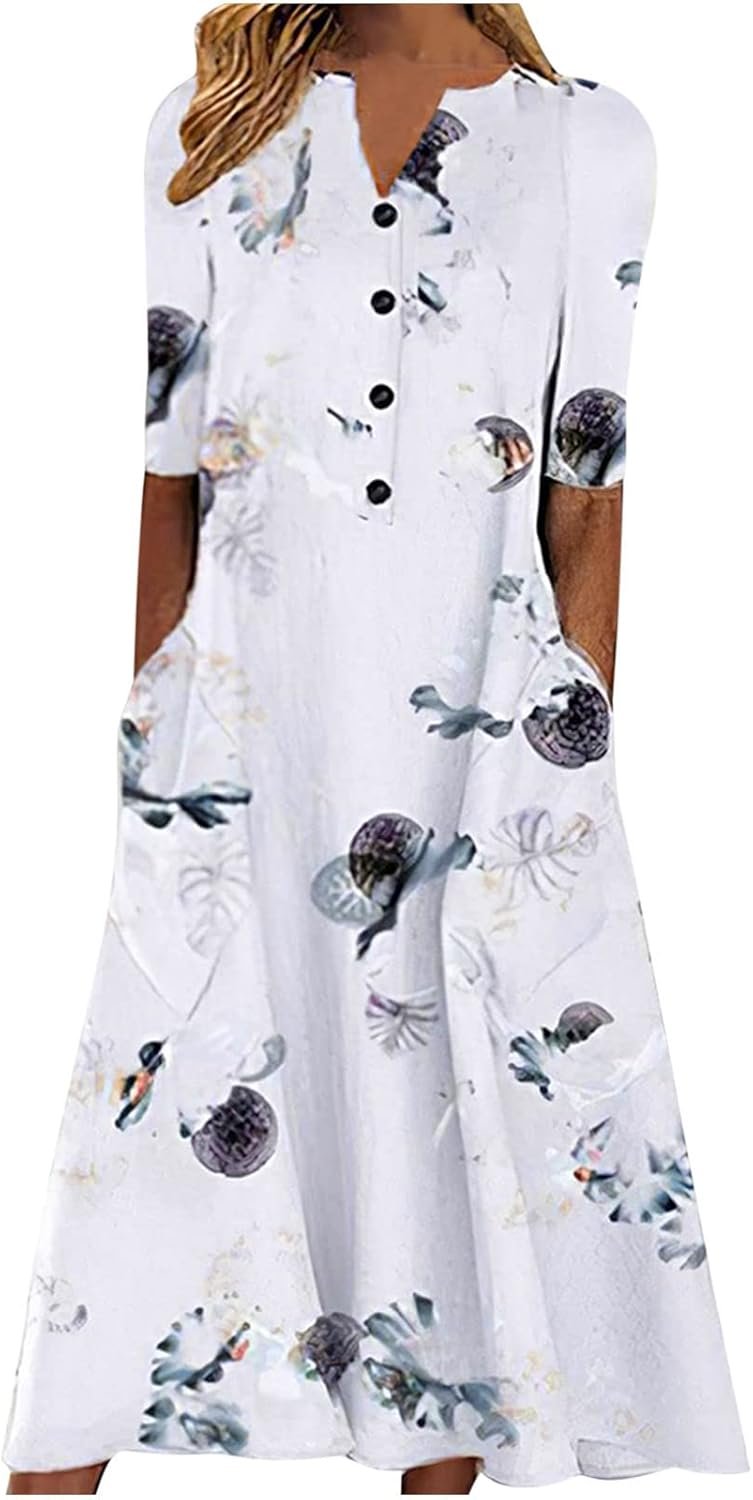 Vestidos femininos de manga curta floral para mulheres, decote em V, praia, havaiano, longo, outono, verão, 2024 Vestidos femininos de manga curta floral para mulheres, decote em V, praia, havaiano, longo, outono, verão, 2024