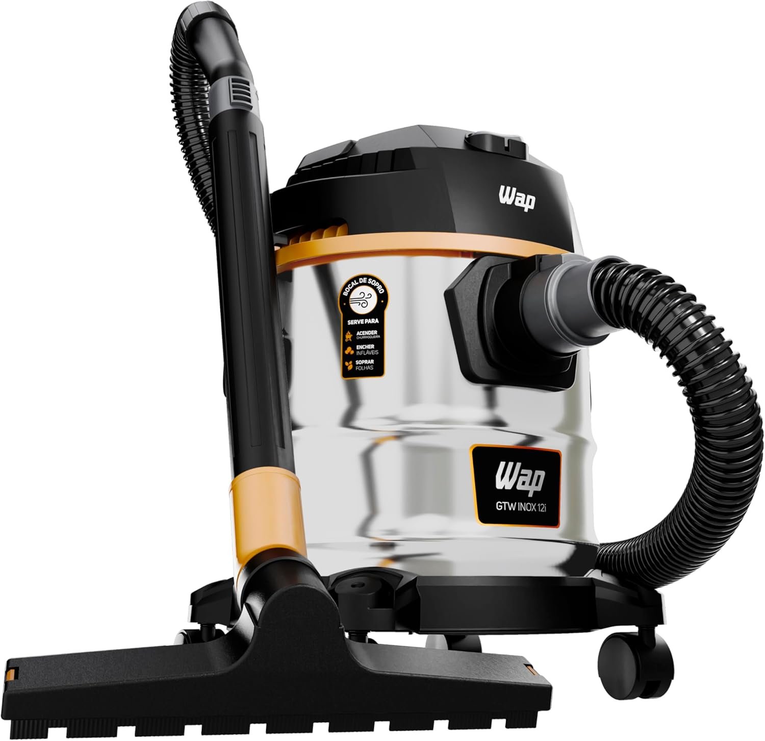 WAP Aspirador de Pó e Água Barril GTW INOX 12i, Portátil, 12 Litros, com Soprador, 170mbar 1600W 127V