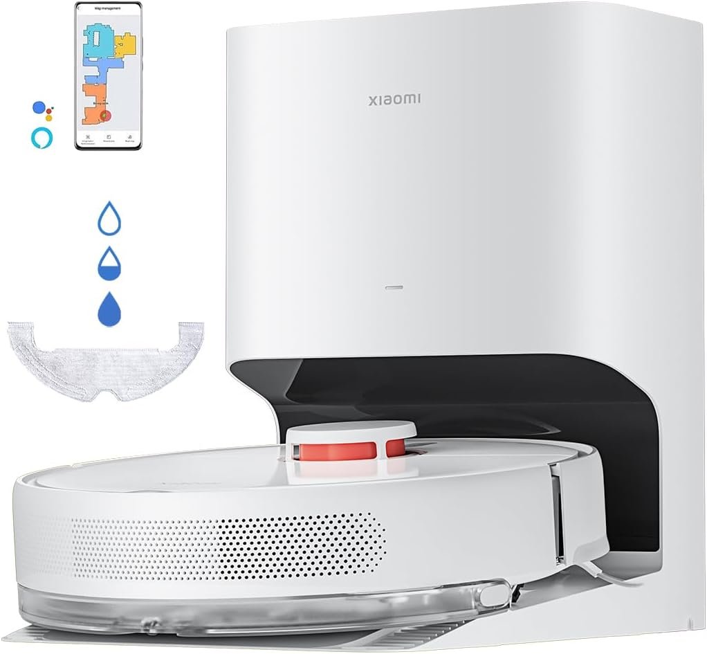 XIAOMI Robot Vacuum X10 - Robot aspirador e limpa-chão com sistema inteligente de navegação a laser (LDS), sucção de 4000 Pa, base de auto-esvaziamento, 5200 mAh, branco