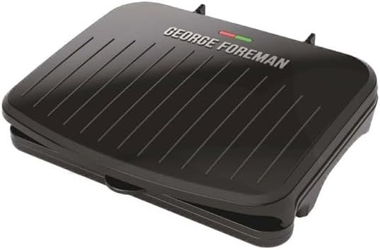 George Foreman Grelha de tamanho familiar e prensa Panini, revestimento cerâmico antiaderente, inclinação para remoção de gordura, ângulo ajustável, uso interno/externo