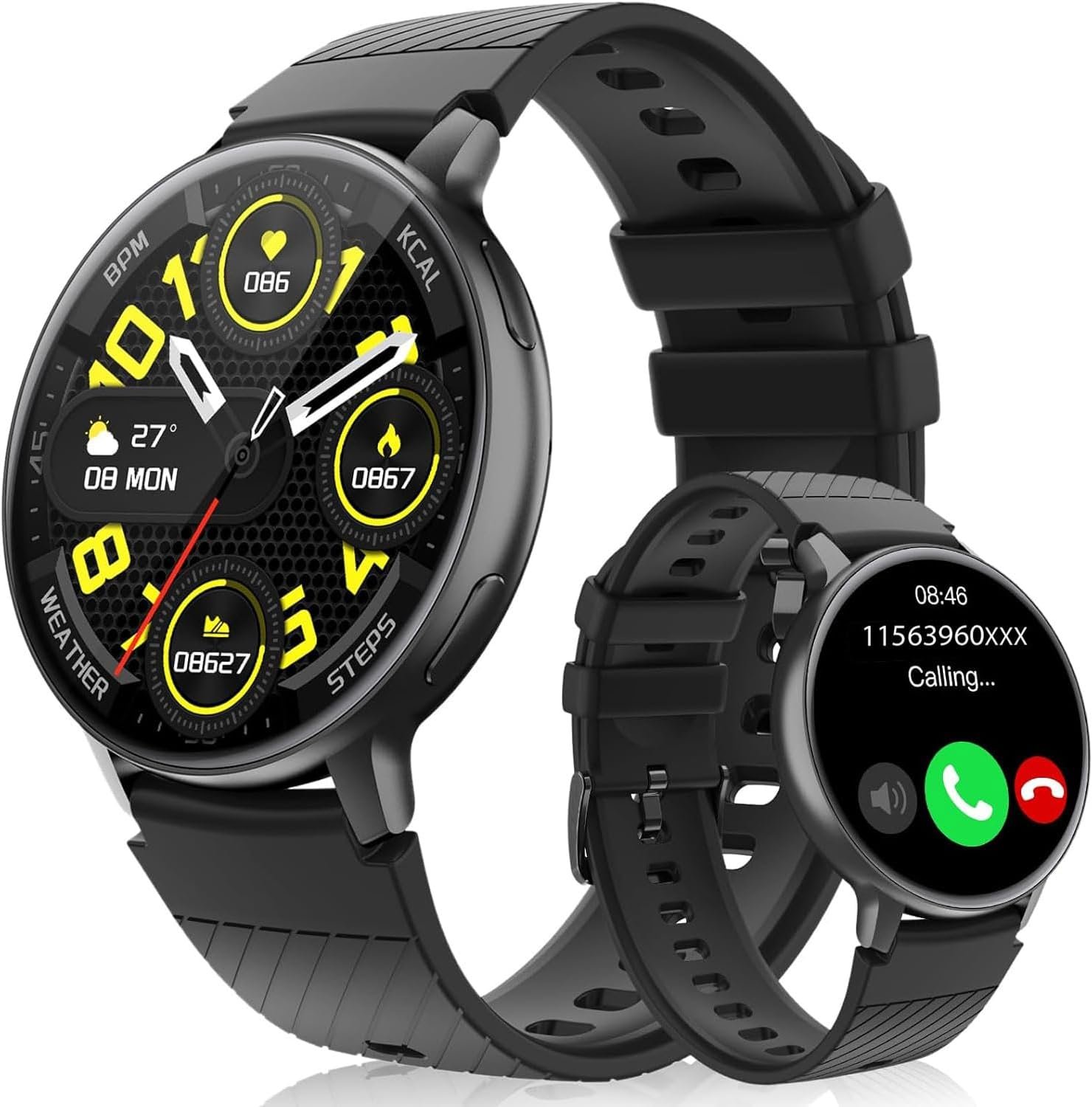 Hrich Smartwatch, Relógio Inteligente para Homens e Mulheres, Pode Receber Chamadas, com Notificação de Mensagem,Relógio Esportivo com 100+modos Esportivos Hrich Smartwatch, Relógio Inteligente para Homens e Mulheres, Pode Receber Chamadas, com Notificação de Mensagem,Relógio Esportivo com 100+modos Esportivos