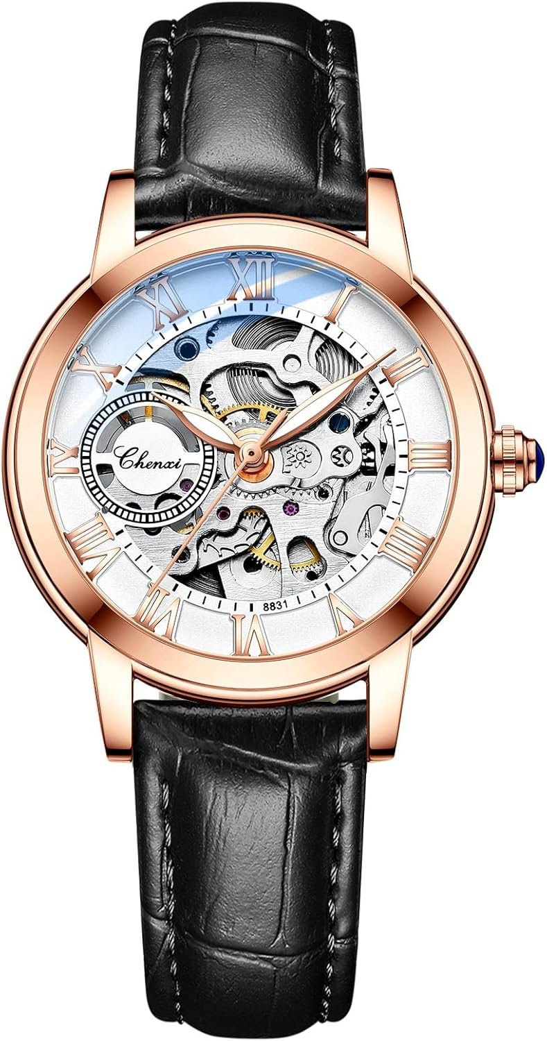 MASTOP Relógios femininos de safira, automáticos, steampunk, corda automática, pulseira de ouro mecânica, relógio de pulso esqueleto, pulseira de couro para mulheres famosas MASTOP Relógios femininos de safira, automáticos, steampunk, corda automática, pulseira de ouro mecânica, relógio de pulso esqueleto, pulseira de couro para mulheres famosas