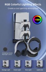 Suporte De Parede Para Ps5/Ps5 Slim/Ps5 Pro, Kit Acessórios Com Ventoinha E Estação Carregamento, Flutuante Prateleira Console Digital Disco, Atrás Da Tv - Imagem 5