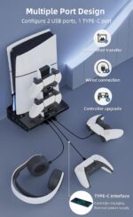 Suporte De Parede Para Ps5/Ps5 Slim/Ps5 Pro, Kit Acessórios Com Ventoinha E Estação Carregamento, Flutuante Prateleira Console Digital Disco, Atrás Da Tv - Imagem 6