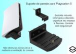 Suporte De Parede Painel Compatível Com Playstation 5 Fat (Preto) - Imagem 2