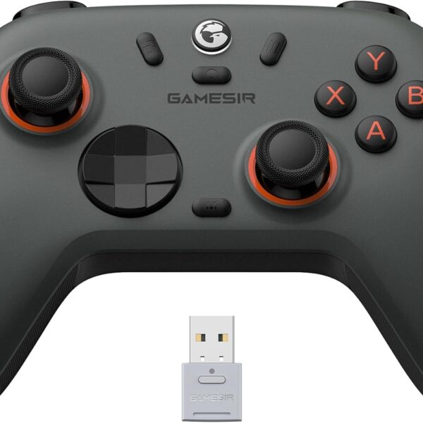 GameSir Nova 2 Lite Controle Sem Fio para PC com Hall Effect nos Analógicos e Gatilhos, 1000Hz 2.4G/Wired, Botões Programáveis – Compatível com PC, Switch, Steam, Android - Cinza Grafite