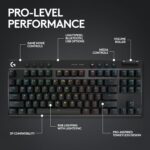 Teclado Gamer Sem Fio Logitech G PRO X com design TKL, Layout US, RGB LIGHTSYNC, Tecnologia LIGHTSPEED e Switch Exclusivo GX Brown Tactile - Preto - Imagem 5