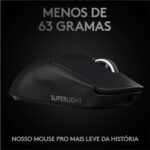 Mouse Gamer Sem Fio Logitech G PRO X SUPERLIGHT com Tecnologia LIGHTSPEED, Ultraleve 63g, 5 Botões Programáveis, Sensor HERO 25K e Bateria Recarregável - Compatível com POWERPLAY - Preto - Imagem 3