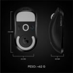Mouse Gamer Sem Fio Logitech G PRO X SUPERLIGHT com Tecnologia LIGHTSPEED, Ultraleve 63g, 5 Botões Programáveis, Sensor HERO 25K e Bateria Recarregável - Compatível com POWERPLAY - Preto - Imagem 8