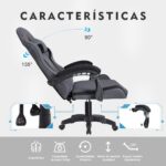Cadeira Gamer Python Fly em tecido, respirável e ecológica, ângulo ajustável (Cinza Escuro) - Imagem 6