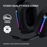 Headset Gamer Sem Fio Logitech G733 7.1 Dolby Surround com Tecnologia Blue VO!CE, RGB LIGHTSYNC, Drivers de Áudio Avançados e Bateria Recarregável para PC e PlayStation - Preto - Imagem 10