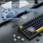 Teclado Mecânico Gamer AULA F75 Padrão Internacional US RGB Switch Responsivo Layout Compacto 75% Conexão USB Design Black Dark Blue Orange - Imagem 3
