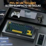 Teclado Mecânico Gamer AULA F75 Padrão Internacional US RGB Switch Responsivo Layout Compacto 75% Conexão USB Design Black Dark Blue Orange - Imagem 4