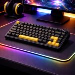 Teclado Mecânico Gamer AULA F75 Padrão Internacional US RGB Switch Responsivo Layout Compacto 75% Conexão USB Design Black Dark Blue Orange - Imagem 5