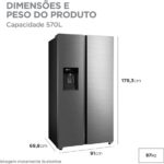 Geladeira Side by Side 570L Dispenser Água e Gelo Inverter cor Inox Midea - Imagem 5
