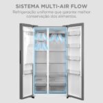 Geladeira Side by Side 570L Dispenser Água e Gelo Inverter cor Inox Midea - Imagem 8
