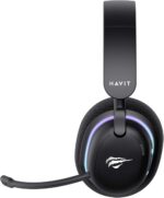 Havit Fone de Ouvido Gamer Five-Mode Fuxi-H7 Black, Sem fio e Com Fio, Wireless 2,4GHz, Bluetooth, USB, Cabo 3,5mm, Falante de 40 mm, Microfone Destacável com Cancelamento de Ruído - Imagem 3