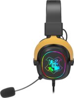 Headset Gamer Redragon Harry Potter Zeus Hogwart’s RGB Special Edition Preto e Dourado Surround 7.1 Virtual com Kit de Customização HP-510 RGB - Imagem 3