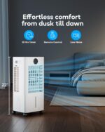 Ar condicionado portátil, refrigerador de ar evaporativo sem janelas com controlo remoto, 3 velocidades, temporizador de 12 horas, refrigerador oscilante para câmara, sala de estar, cor - Imagem 4