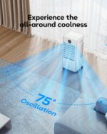 Ar condicionado portátil, refrigerador de ar evaporativo sem janelas com controlo remoto, 3 velocidades, temporizador de 12 horas, refrigerador oscilante para câmara, sala de estar, cor - Imagem 5