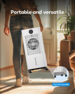 Ar condicionado portátil, refrigerador de ar evaporativo sem janelas com controlo remoto, 3 velocidades, temporizador de 12 horas, refrigerador oscilante para câmara, sala de estar, cor - Imagem 7