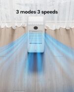 Ar condicionado portátil, refrigerador de ar evaporativo sem janelas com controlo remoto, 3 velocidades, temporizador de 12 horas, refrigerador oscilante para câmara, sala de estar, cor - Imagem 8