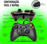 Controle Com Fio Compatível com Xbox 360 Sem Delay com Vibração Versão Atualizada USB para PC, Notbook Windows Alta Sensibilidade - Plug and Play, Resposta Ultra Rápida - Imagem 4