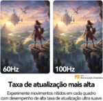 Monitor Gamer LCD 20 Polegadas pc,1600x900 HD,Alto-falantes Integrados,100Hz,Tempo de Resposta 1ms,250cd/m²,72% NTSC,1000:1,HDMI/VGA/AUIDO/DC,Bivolt - Imagem 5